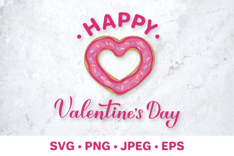 Happy Valentine’s Day SVG. Heart donut. Valentines gift