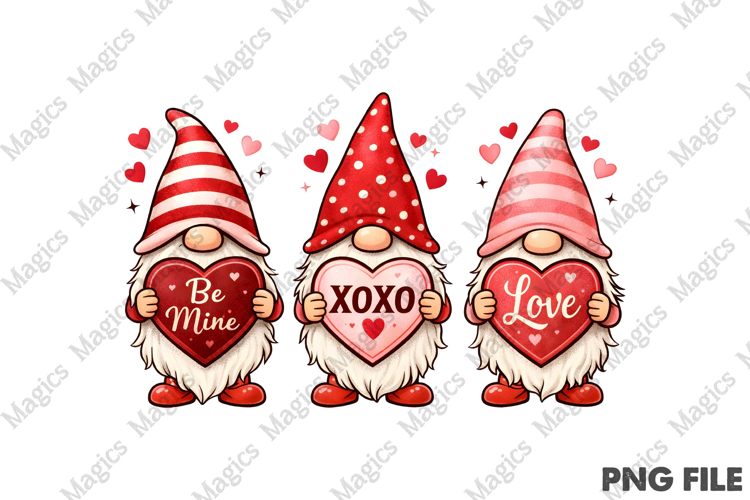 Valentinstag Gnom Trio PNG, Liebesherzen