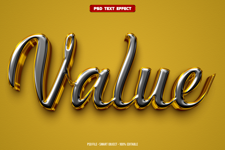 Value 3D editable text effect