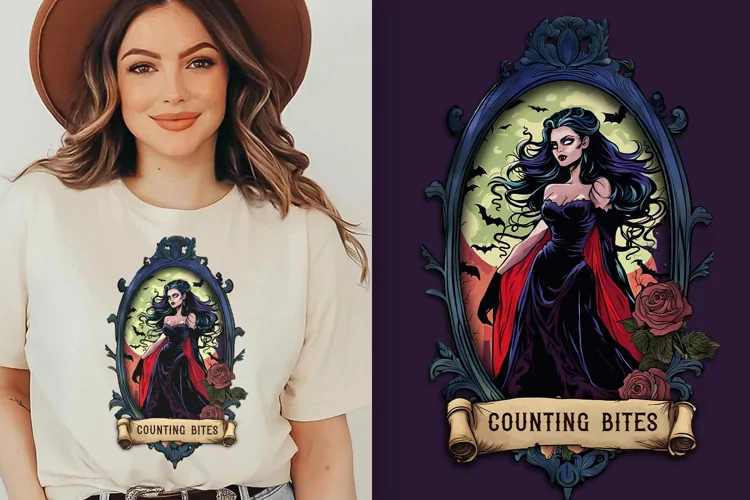 Halloween Portrait | Vampire Lady Clipart | Counting Bites