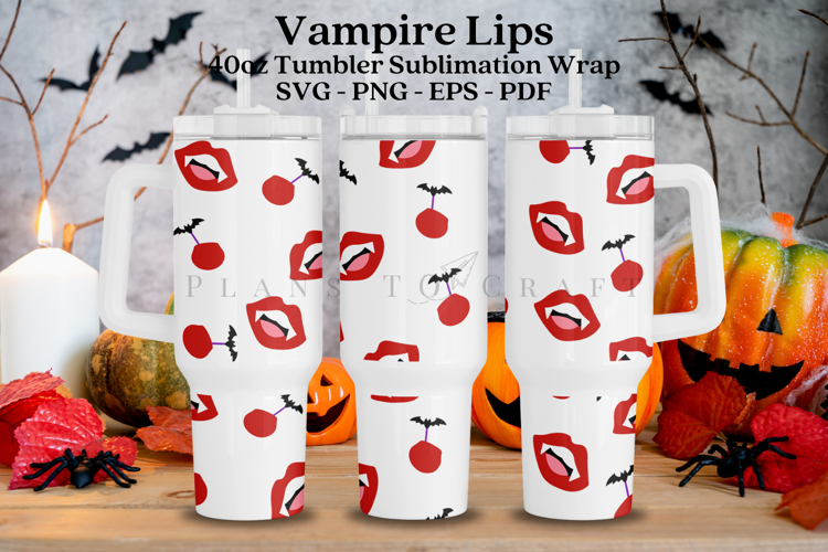 Vampire Lips Halloween 40oz Tumbler Sublimation Wrap