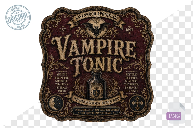 Vampire Tonic Gothic Apothecary Halloween PNG Artwork