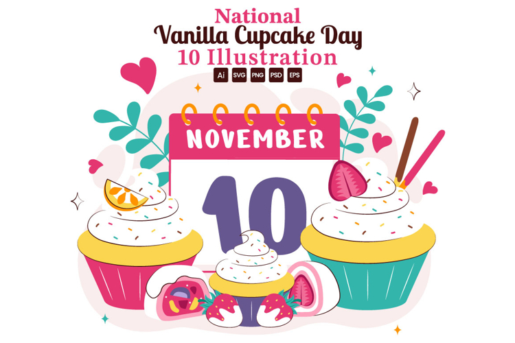 10 National Vanilla Cupcake Day Illustration