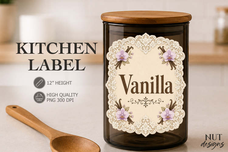 Vintage Vanilla Lace Kitchen Label pantry label