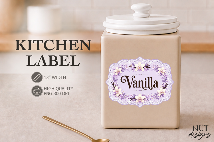 Vanilla botanical Lace Kitchen Label Pantry Label