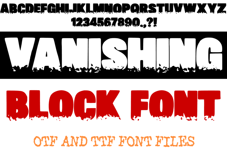 Vanishing Block Lettering Horror Melting Halloween Font OTF