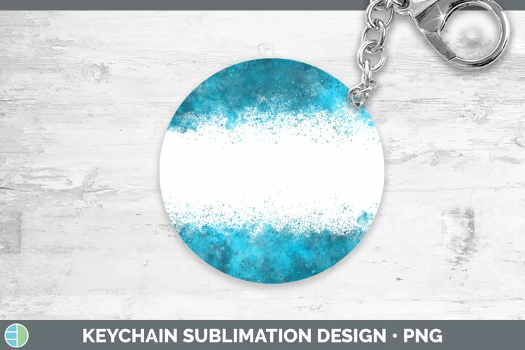 Color Splash Blue Keychain Sublimation Keyring