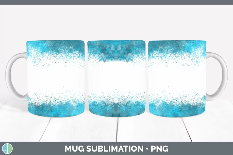 Color Splash Blue Mug Wrap Sublimation Coffee C