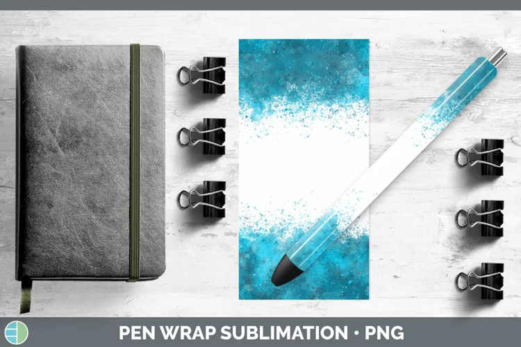 Color Splash Blue Pen Wrap Sublimation Epoxy Pe