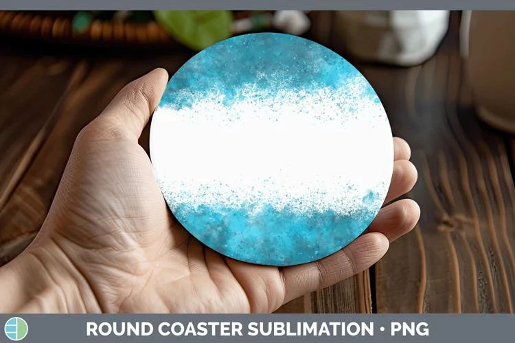 Color Splash Blue Round Coaster Sublimation Coa