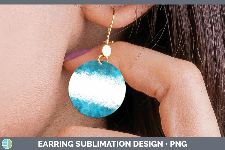 Color Splash Blue Round Earrings Sublimation Ea
