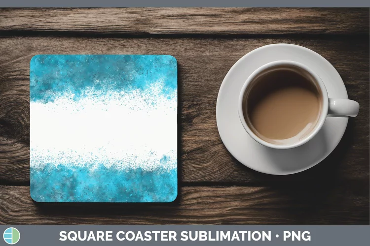 Color Splash Blue Square Coaster Sublimation Co
