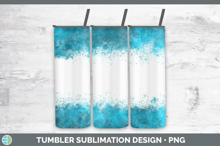 Color Splash Blue Tumbler Sublimation 20 oz Ski