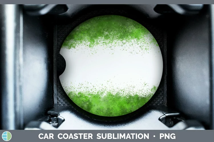Color Splash Green Car Coaster Sublimation Coas