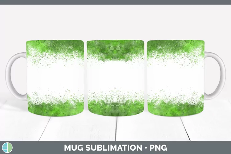 Color Splash Green Mug Wrap Sublimation Coffee