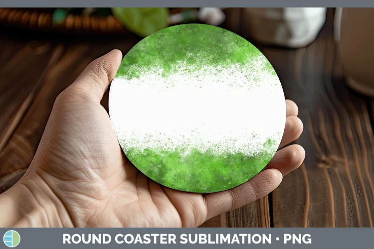 Color Splash Green Round Coaster Sublimation Co