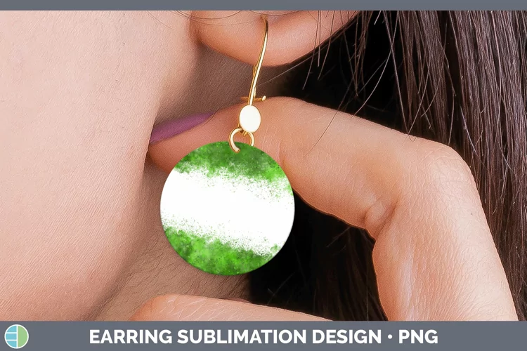Color Splash Green Round Earrings Sublimation E
