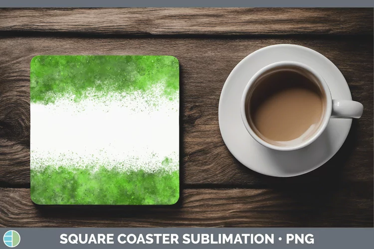 Color Splash Green Square Coaster Sublimation C