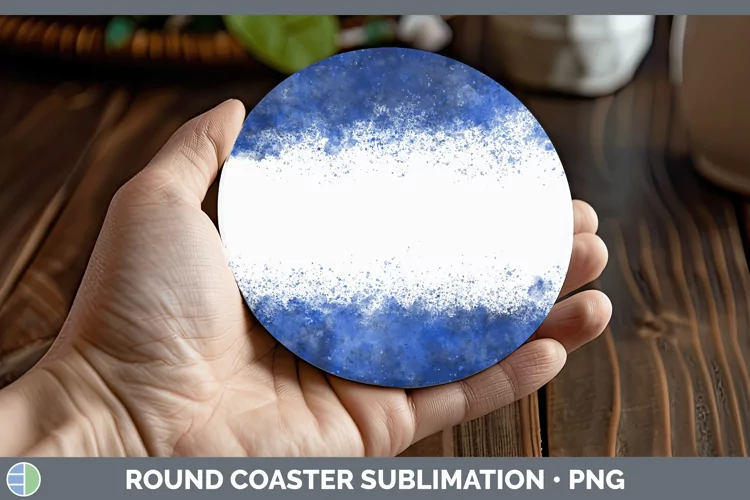 Color Splash Navy Round Coaster Sublimation Coa
