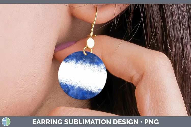 Color Splash Navy Round Earrings Sublimation Ea