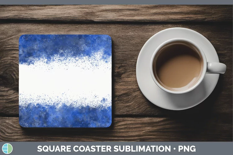 Color Splash Navy Square Coaster Sublimation Co