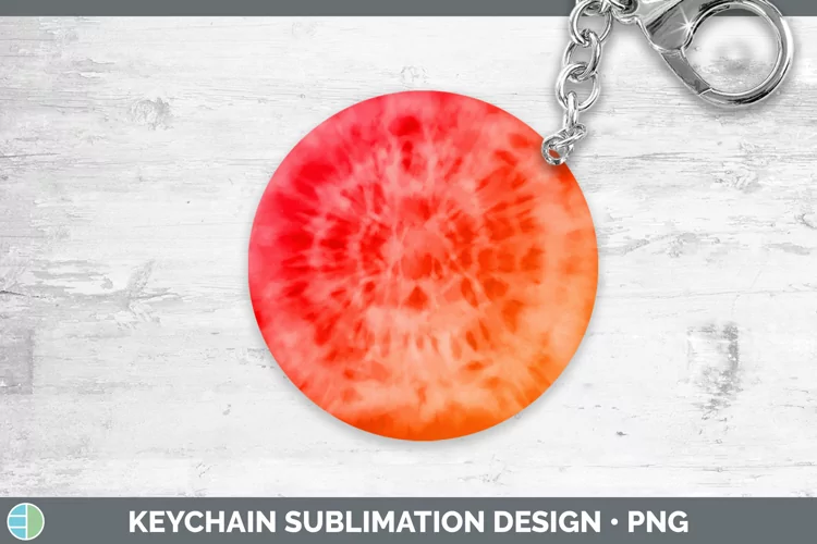 Tie-Dye Orange Keychain Sublimation Keyring Des