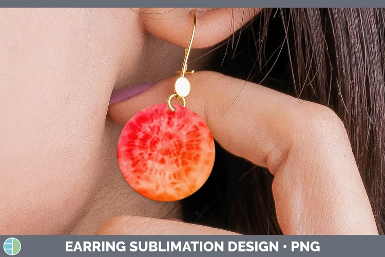 Tie-Dye Orange Round Earrings Sublimation Earri
