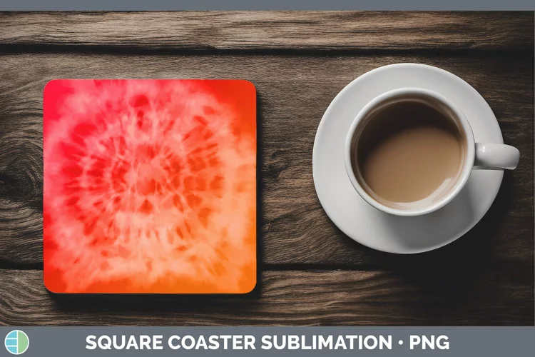 Tie-Dye Orange Square Coaster Sublimation Coast