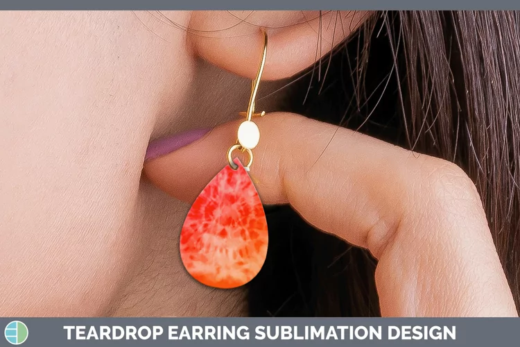 Tie-Dye Orange Teardrop Earrings Sublimation Ea