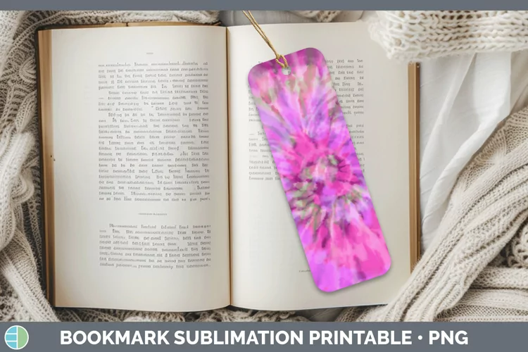 Tie-Dye Pink Bookmark Sublimation Printable Des