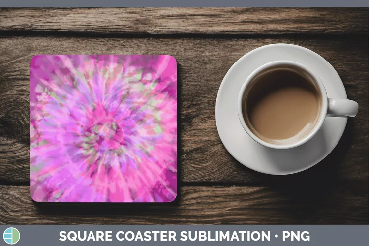 Tie-Dye Pink Square Coaster Sublimation Coaster