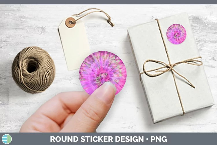 Tie-Dye Pink Stickers | Round Labels Designs