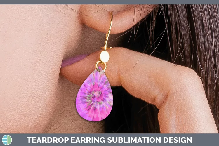 Tie-Dye Pink Teardrop Earrings Sublimation Earr