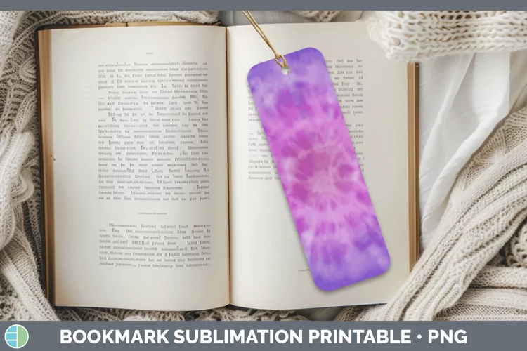 Tie-Dye Purple Bookmark Sublimation Printable D