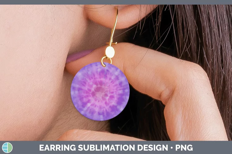 Tie-Dye Purple Round Earrings Sublimation Earri