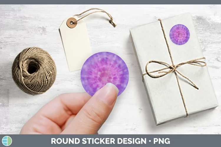 Tie-Dye Purple Stickers | Round Labels Designs