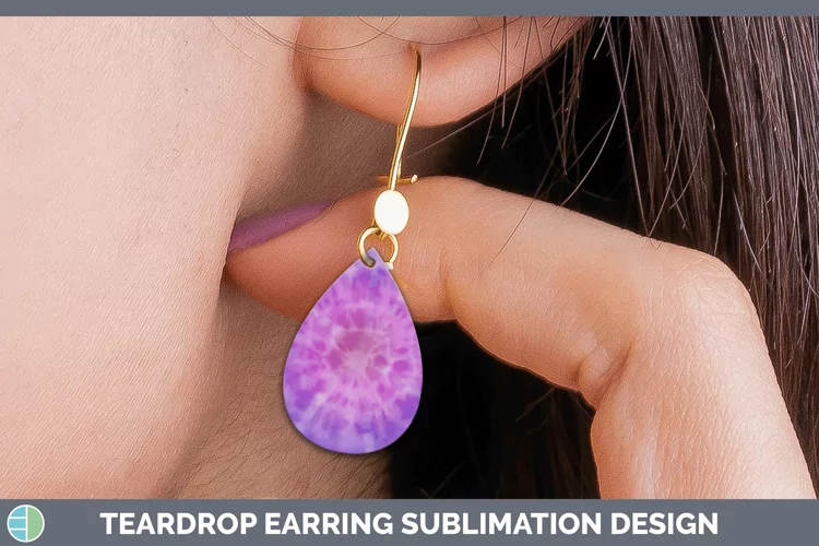 Tie-Dye Purple Teardrop Earrings Sublimation Ea