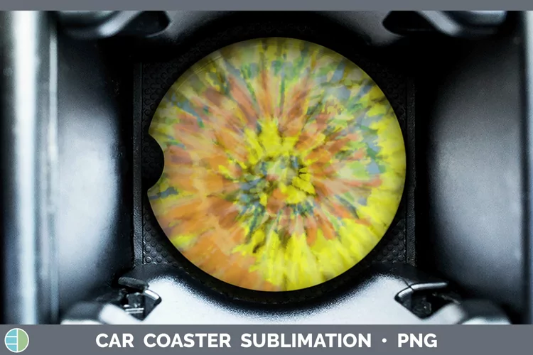 Tie-Dye Yellow Car Coaster Sublimation Coaster