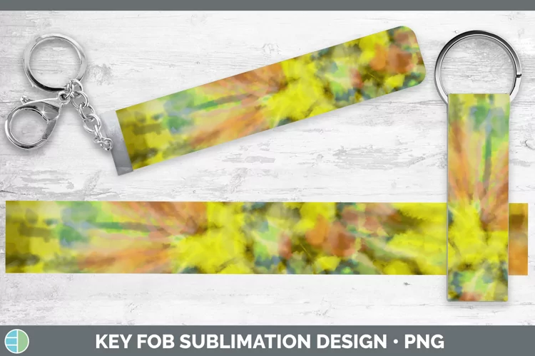 Tie-Dye Yellow Key Fob Sublimation Wristlet Des