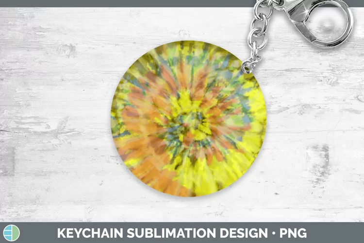 Tie-Dye Yellow Keychain Sublimation Keyring Des