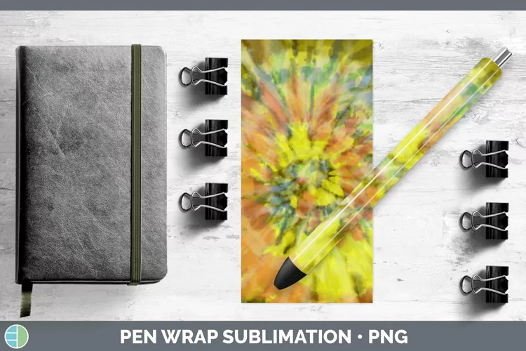 Tie-Dye Yellow Pen Wrap Sublimation Epoxy Pen D