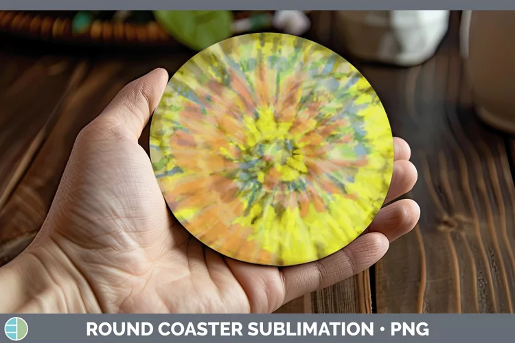 Tie-Dye Yellow Round Coaster Sublimation Coaste