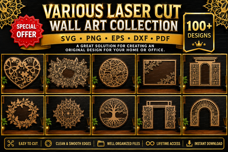 Various Laser Cut Wall Art SVG Bundle. Laser Cut MEGA Svg