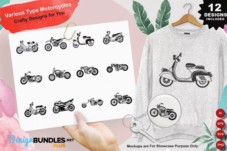 Various Type Motorcycles Clipart Set