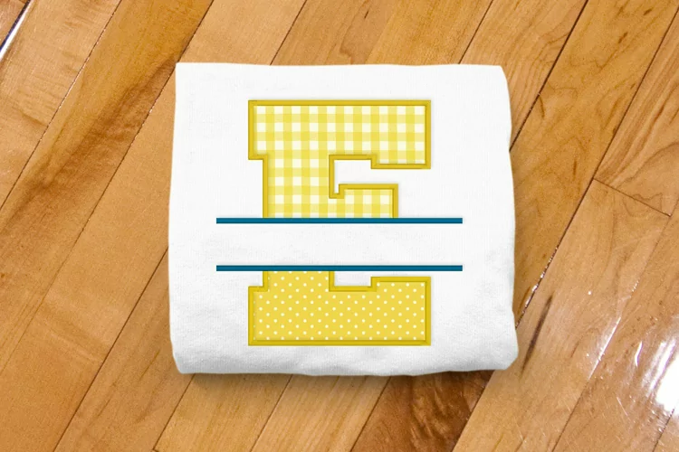 Varsity Letter E Split Applique Embroidery File