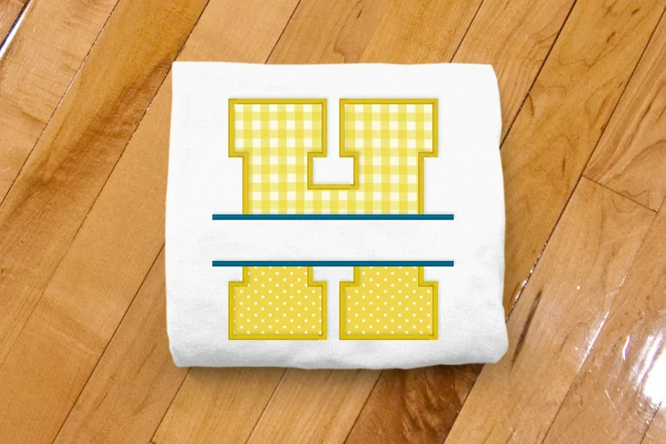 Varsity Letter H Split Applique Embroidery File