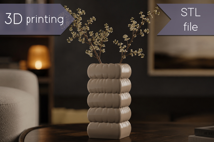 Inflated vase stl 3d printing, Unique home decor STL