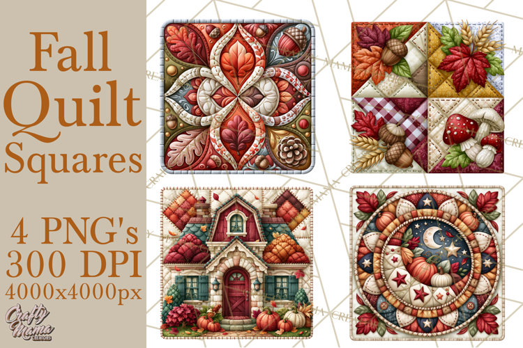 Fall Quilt Square Pattern PNG Designs
