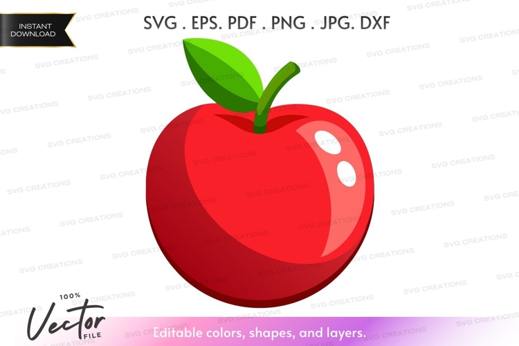 Red apple with leaf vector clipart