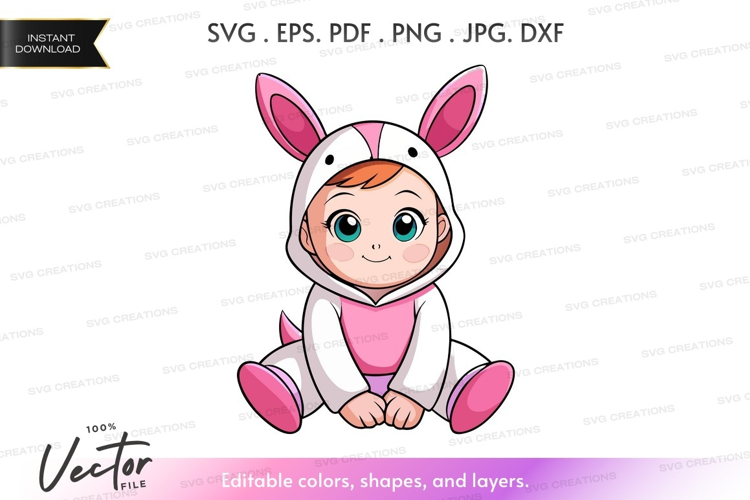 Cute baby in bunny costume